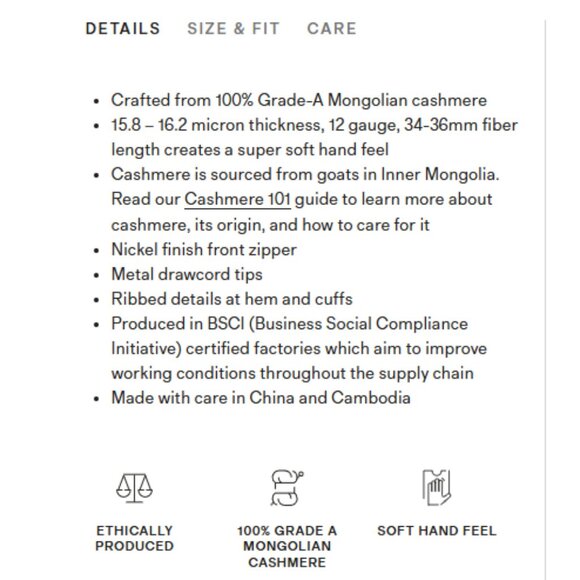 NWT Quince XS Mongolian Cashmere Full-Zip Hoodie in Teak - Picture 7 of 12